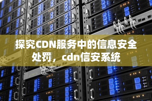 探究CDN服务中的信息安全处罚，cdn信安系统