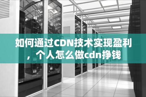 如何通过CDN技术实现盈利，个人怎么做cdn挣钱