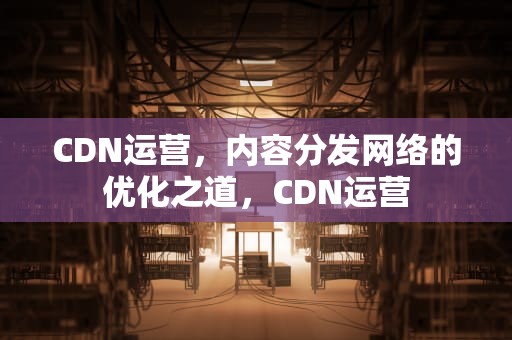 CDN运营，内容分发网络的优化之道，CDN运营
