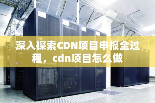 深入探索CDN项目申报全过程，cdn项目怎么做