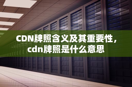 CDN牌照含义及其重要性，cdn牌照是什么意思