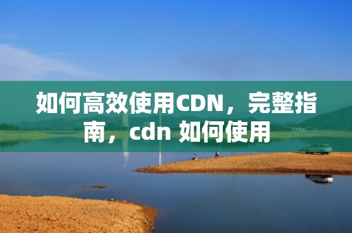 如何高效使用CDN，完整指南，cdn 如何使用
