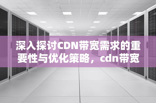 深入探讨CDN带宽需求的重要性与优化策略，cdn带宽价格