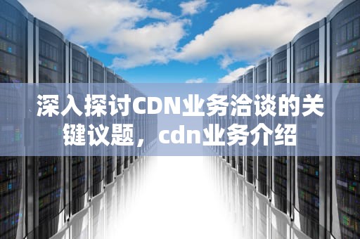 深入探讨CDN业务洽谈的关键议题，cdn业务介绍