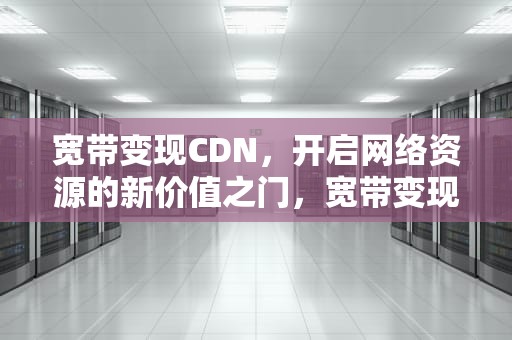 宽带变现CDN，开启网络资源的新价值之门，宽带变现的项目