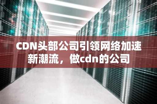 CDN头部公司引领网络加速新潮流，做cdn的公司
