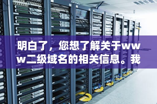 明白了，您想了解关于www二级域名的相关信息。我将撰写一篇以www二级域名为关键词的文章，内容如下，二级域名org